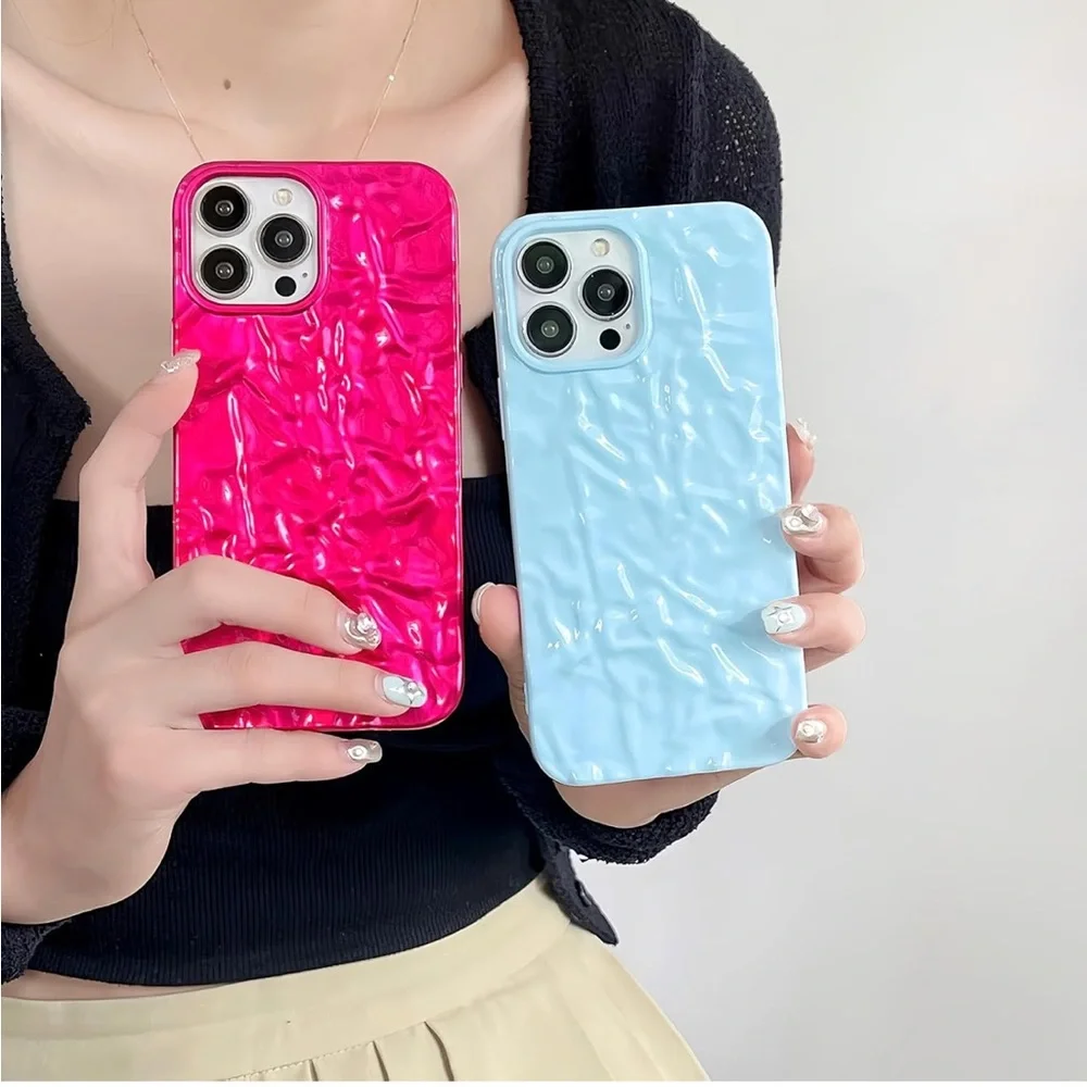 5for$10 Hot Pink iPhone 13 Pro Max Phone Case Cute 3D Tin Foil Luxury Phone Case
